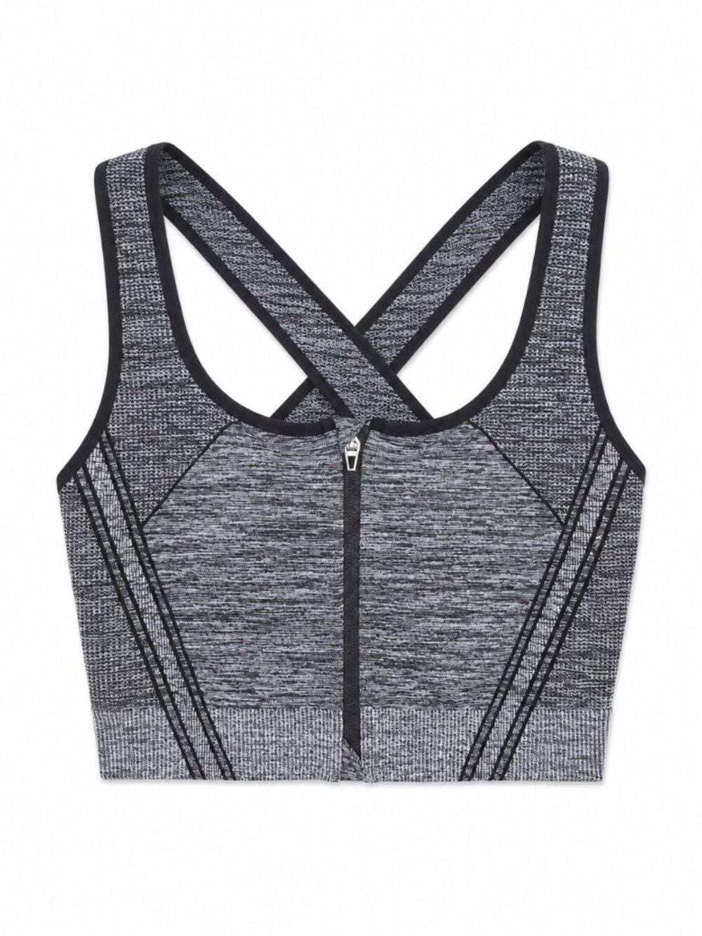 Avia Black and White Sports Bra With Zip Front